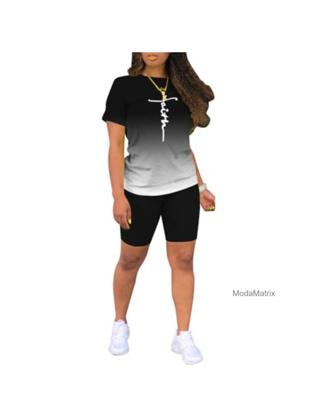 PINSV 2 Piece Outfit Set Short Sleeve Tee & Shorts Bodycon Workout Summer